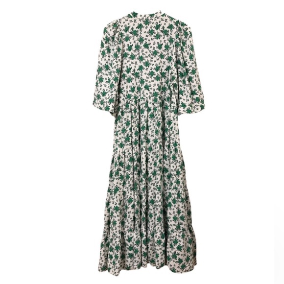Zara | Cottagecore Green White Floral Tiered Maxi Dress XS - Picture 9 of 16
